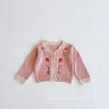 Flower Embroidered Knitted Children's Top Cardigan